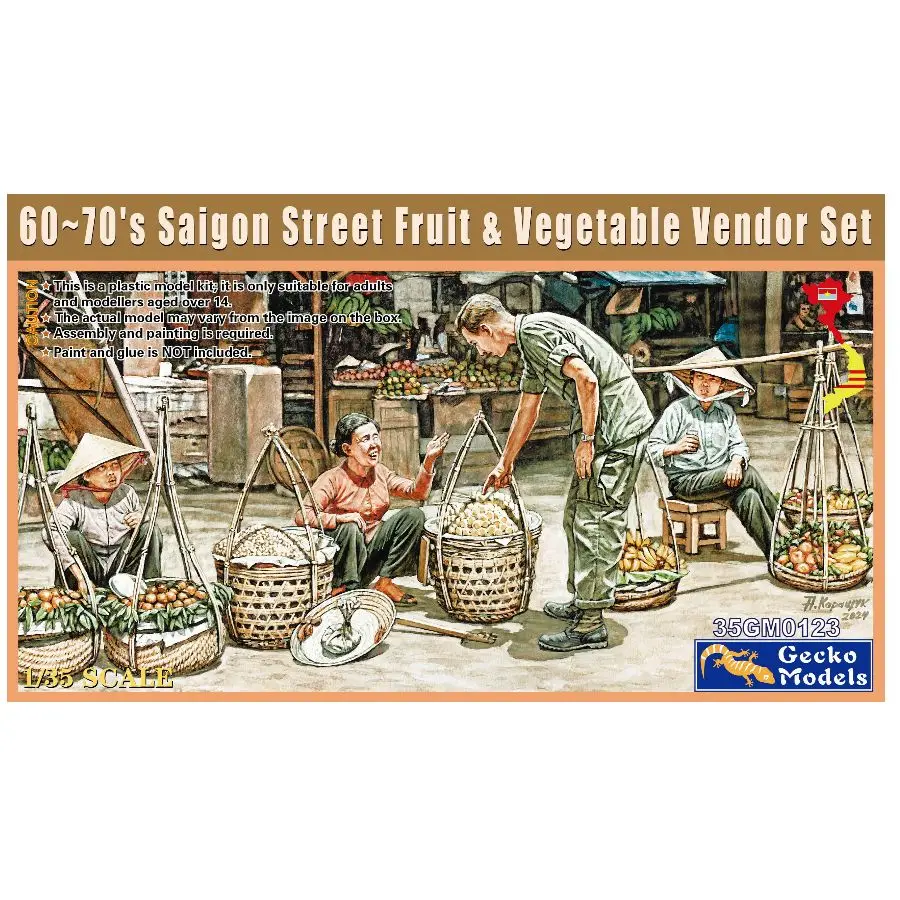 

Модели Gecko 35GM0123 1/35 Набор уличных постачателей фруктов и овощей Saigon 60–70 дюймов