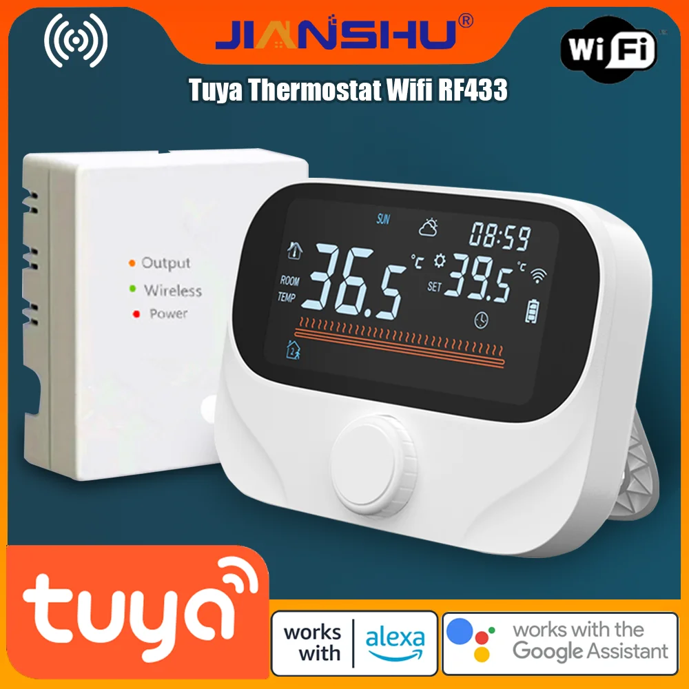 

Jianshu Wifi Heating Thermostat 220V Tuya Thermostat for Gas Boiler Thermoregulator for Warm Floor Heating Work For Alexa Google