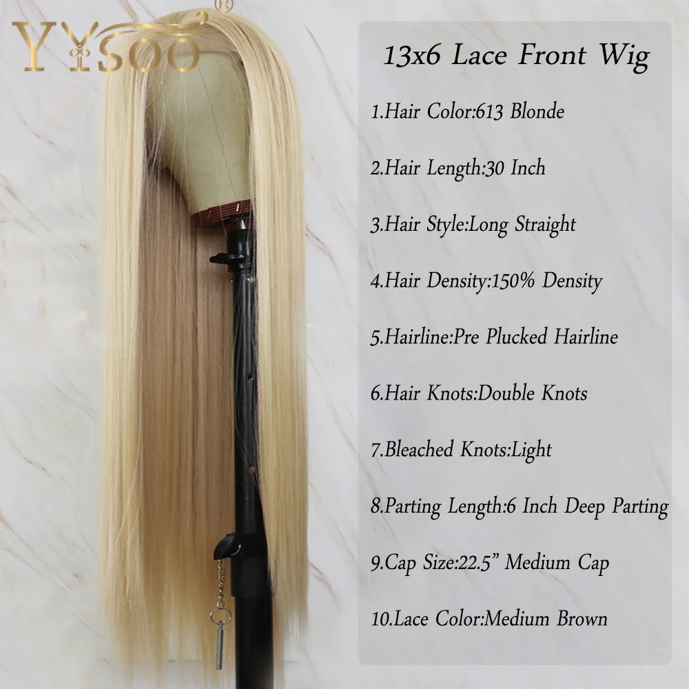 YYsoo 30inch Long 13X 6 syntetyczna koronka przodu peruki dla kobiet 613 kolor japonia Futura Fiber Silky prosto peruki blond z Babyhair