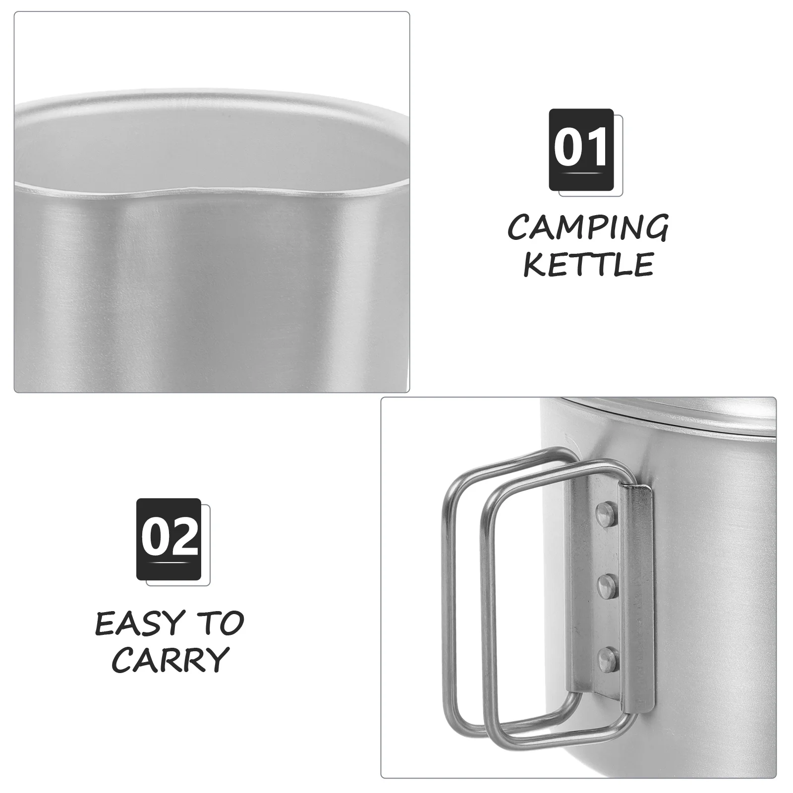 مجموعة إبريق ماء من الألومنيوم سعة 0.98 لتر خفيفة الوزن ومتينة للتخييم والتنزه والتدريب ومحمولة متعددة الوظائف ومقصف السفر