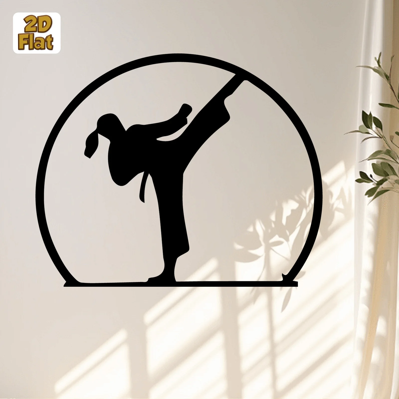 CIFBUY Metal Wall Art Iron Hanging Decor 2D Sculpture Taekwondo Martial For Home Indoor Outdoor Fence Rustic Accent