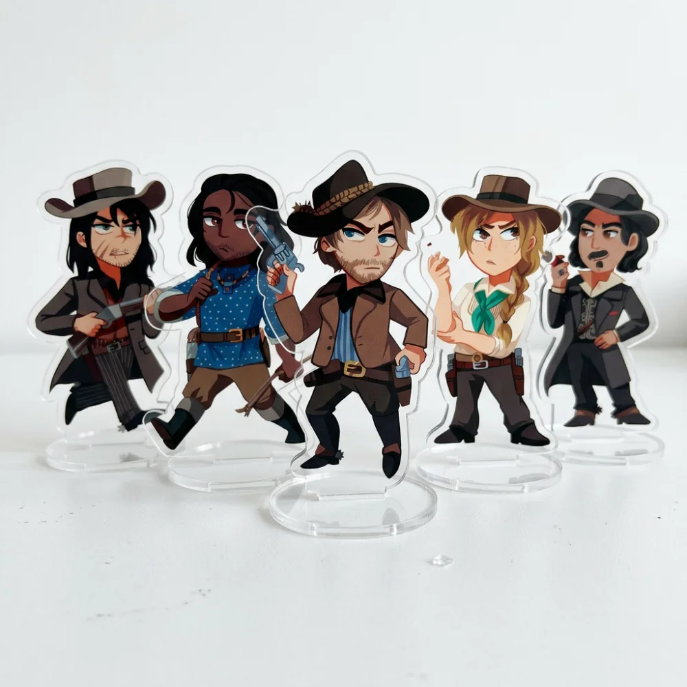 Soporte y Llavero de Acrílico de Red Dead Redemption 2 con Arthur, Sadie, John, Dutch y Charles, Regalo para Fans del Vaquismo del Oeste y Cosplay