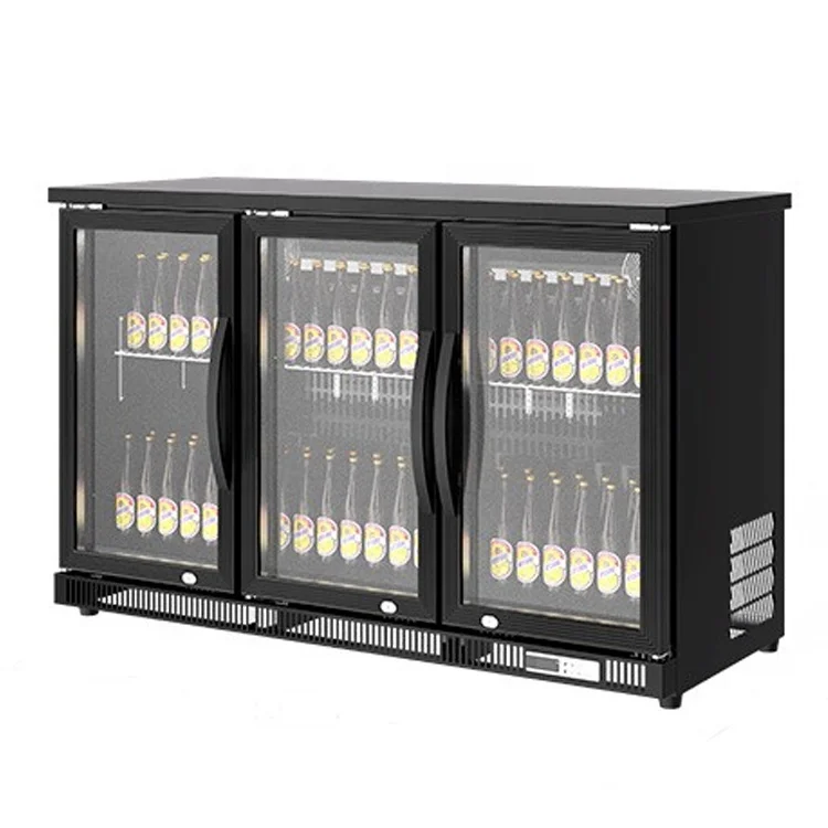 

Электрический холодильник с подставкой и тремя стеклянными дверями, коммерческое барное оборудование, охладитель вина и пива для отелей