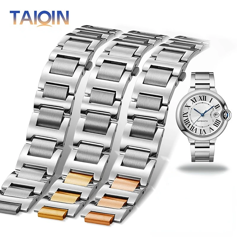 14-8mm 16-8mm 18-11mm 20-12mm 22-14mm Convex women men Stainless steel Watchband For Cartier Blue Balloon Watch Strap Bracelet