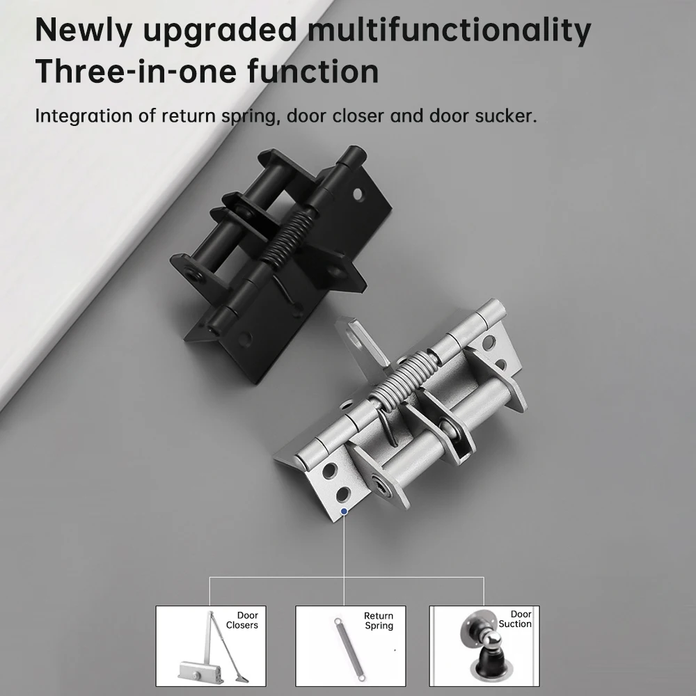 Mola automática porta mais perto, mola multifuncional, ajustável, posicionamento de 90 graus, dobradiças dispositivo, móveis, ferragens