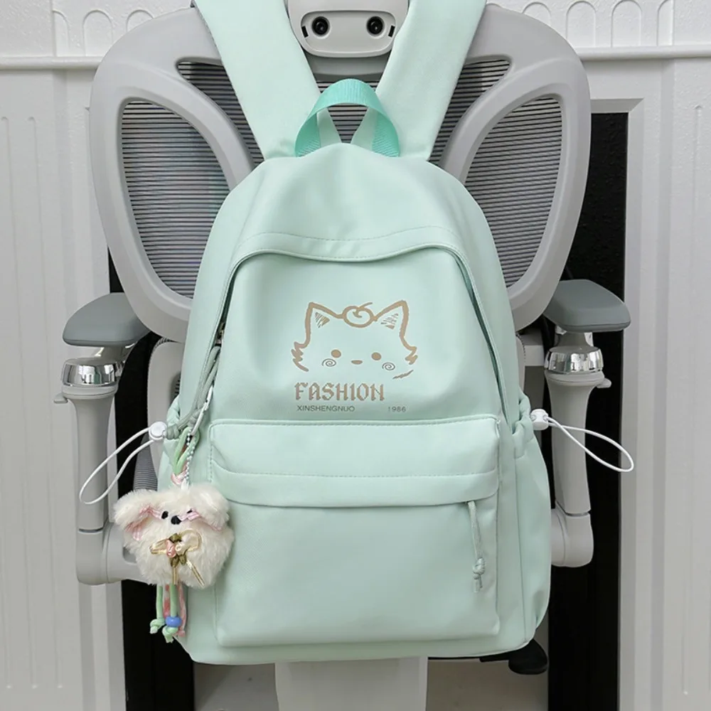 

Small Fresh Student Junior High School Student Printed Kitten Cute Versatile Solid Color Simple Fashion Backpack Multi-function