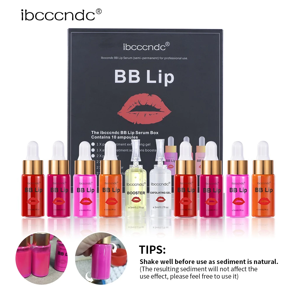 Semi-Permanent Lip Serum Kit Tinted Lip Gloss Long Lasting Moisturizing High Pigmented Lip Makeup Nourish Smooth Daily Lip Makeu