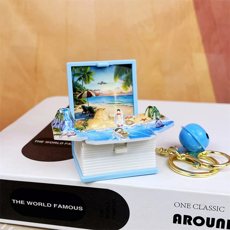 크리 에이 티브 3D 접이식 폭발성 책 키 체인 재미 미니 즐거운 성 스트레스 릴리프 장난감 어린이 학교 가방 키 체인 액세서리