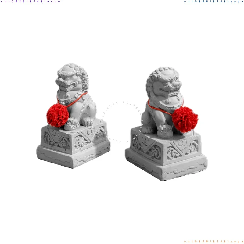 Lucky Stone Lion Tabletop Small Ornaments, Emotional Decompression Station Cement Lion Funny Gift