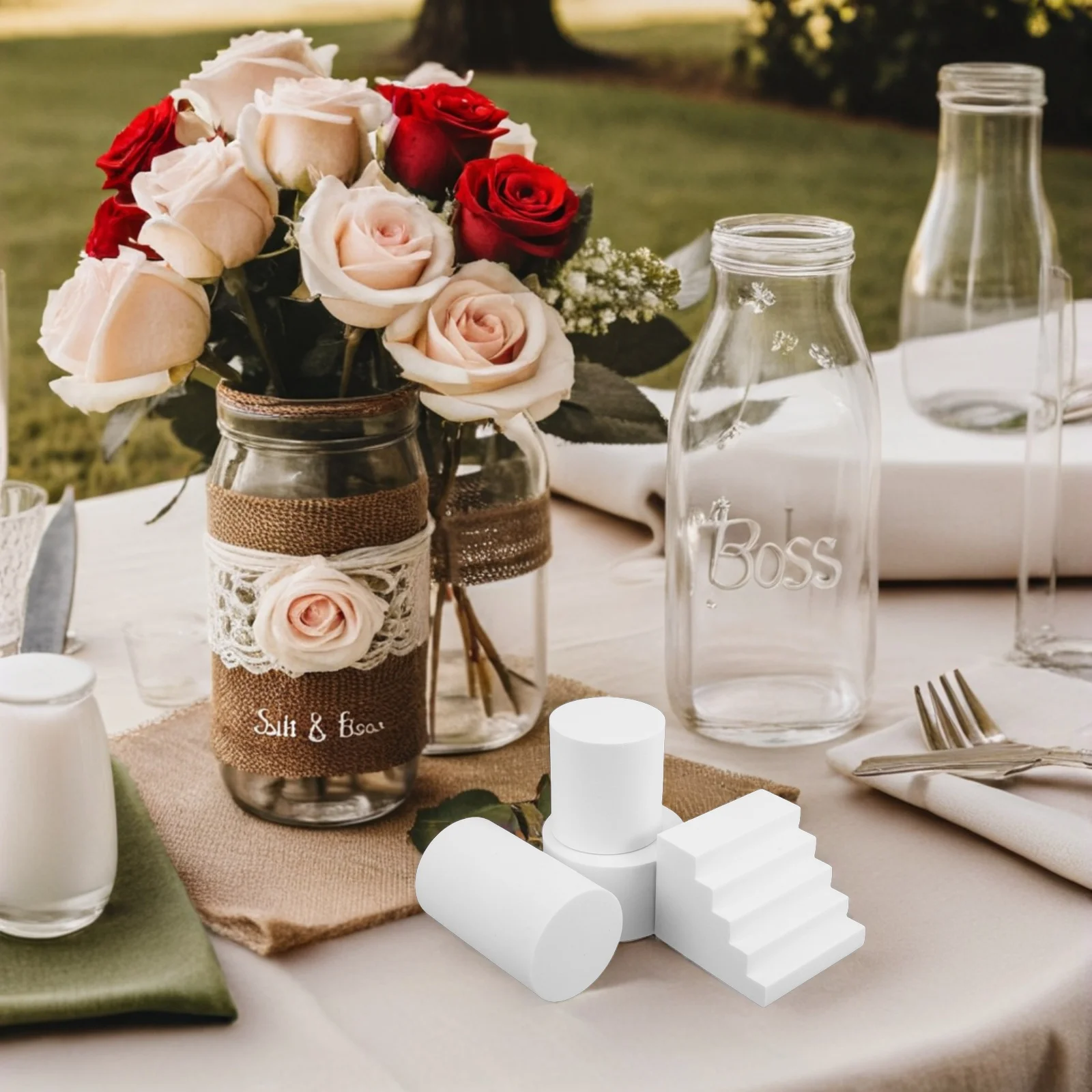 

1Set Photography Background Decor Product Photography Prop Foam Geometric Cube Ladder Combo for Cosmetics Food Jewelry Shoots