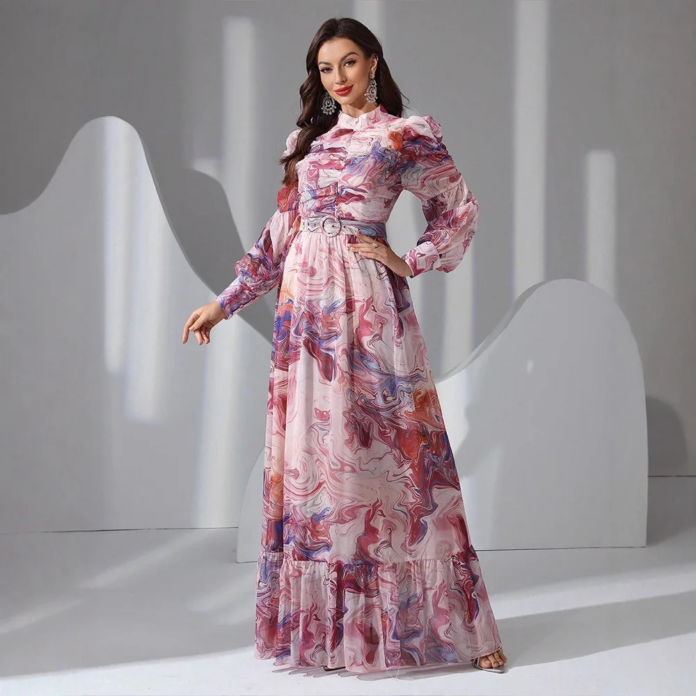 1719 vestido feminino estampado de manga comprida, elegante, festa, vestido longo, goth 2025, vestido de verão, robe, festa feminina