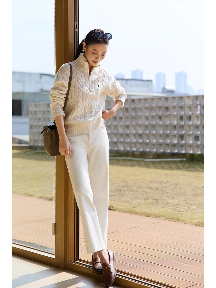 

Self-Heating Fce Lined Straight Leg Jeans Slim Fit High Waist Cotton Denim Pants Women's Casual Faion Winter Season