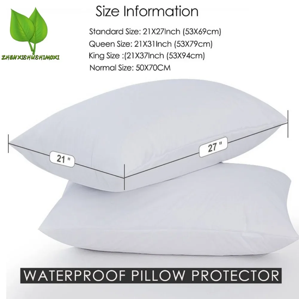 White Waterproof Pillow Cover, Anti Mites, Bed Bug Proof, Zipper Pillow Case, Allergy, 50x70cm, 1Pc