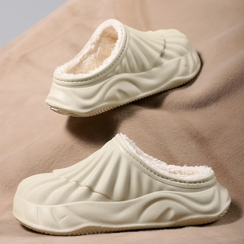 Thick Sole Home Indoor Outside Men And Women Couples waterproof Winter Household Warm Fluffy Slippers Plush Cotton Shoes Ladies