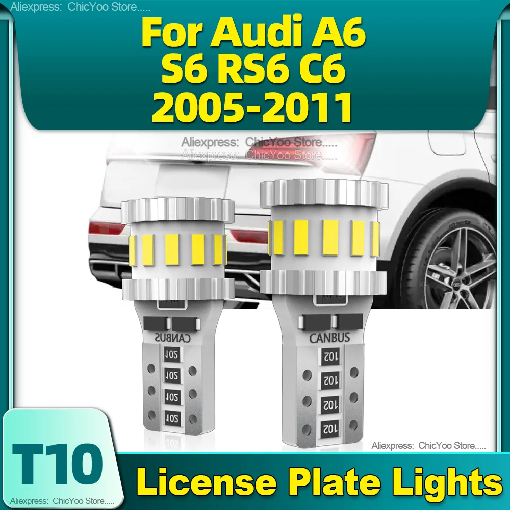 

T10 LED W5W Bulbs 18SMD Car License Plate Lights 6000K Canbus Lamp For Audi A6 S6 RS6 C6 2005 2006 2007 2008 2009 2010 2011