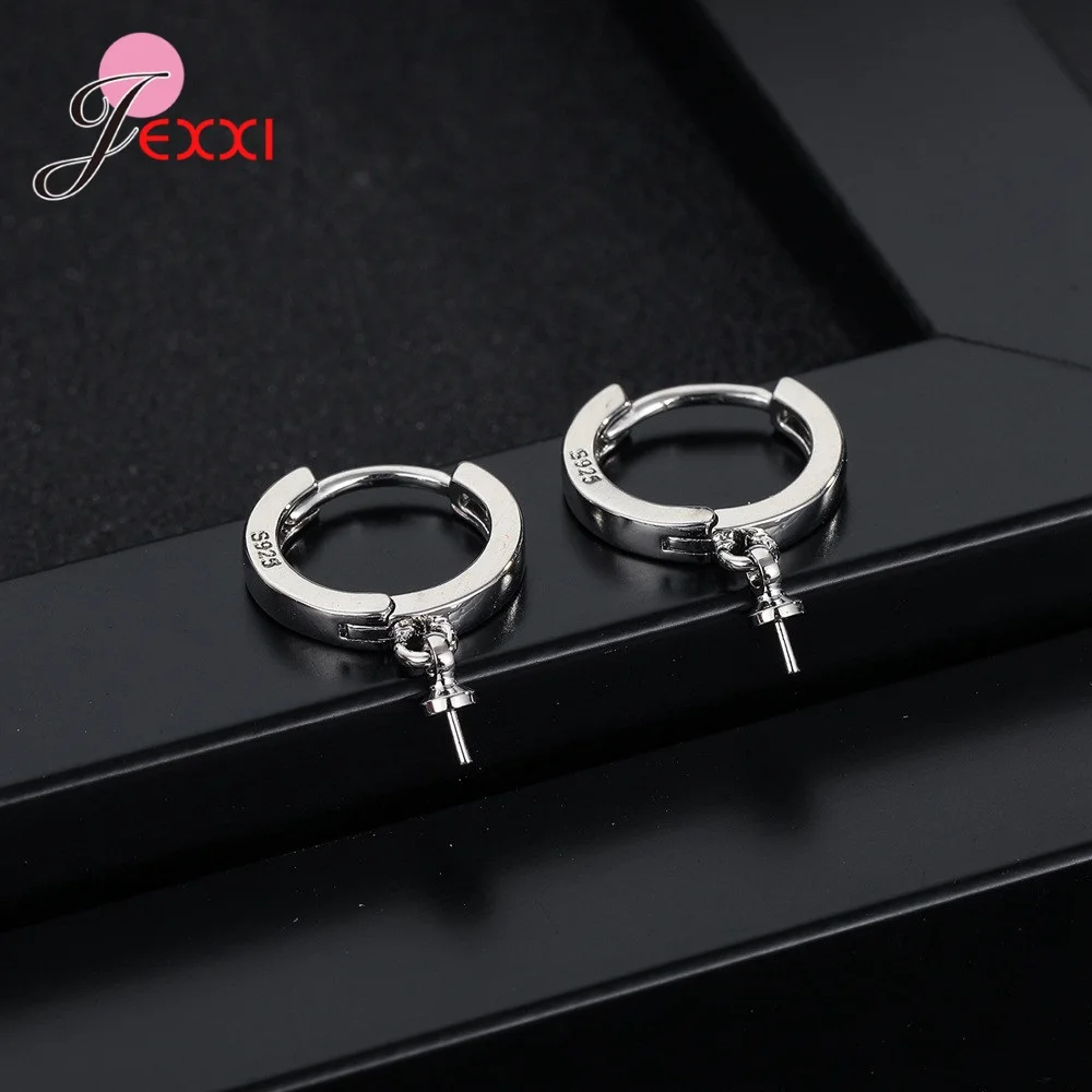 Elegant Cubic Zircon Round Shape Earrings Jewelry Genuine 925 Sterling Silver For Women Girls Wedding Fashion Jewelry