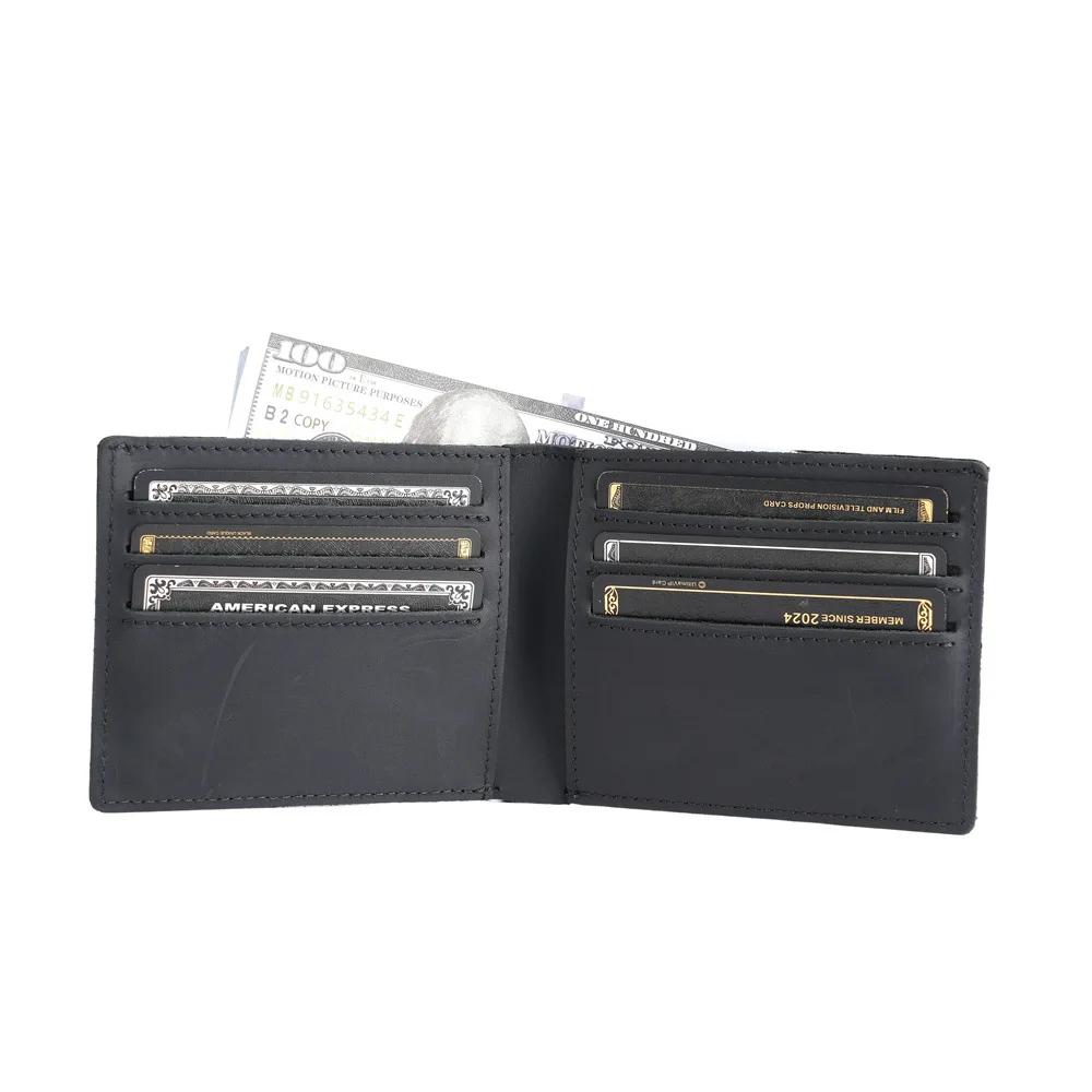 

1163 Men's leather short wallet, top layer cowhide, retro leather, anti-theft brush, multi slot handbag