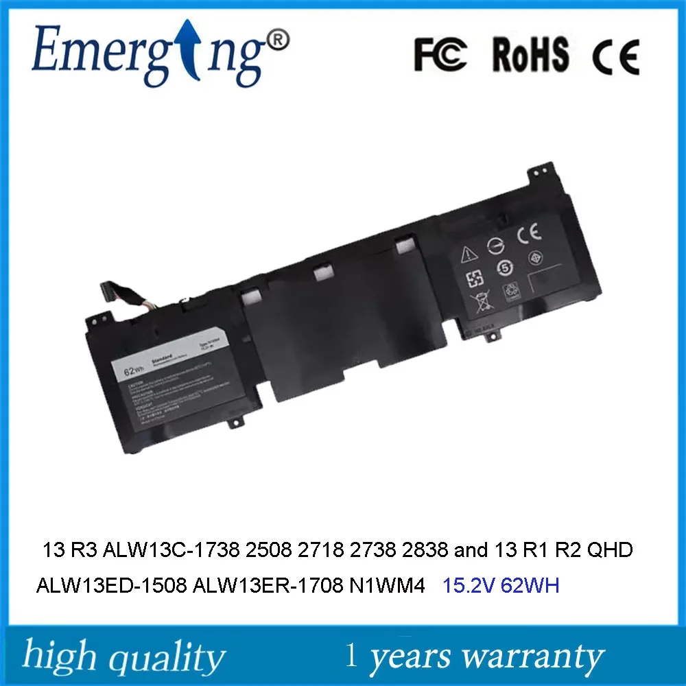 15.2V 62Wh N1WM4 Laptop Battery for Dell Alienware 13 R2 13.3