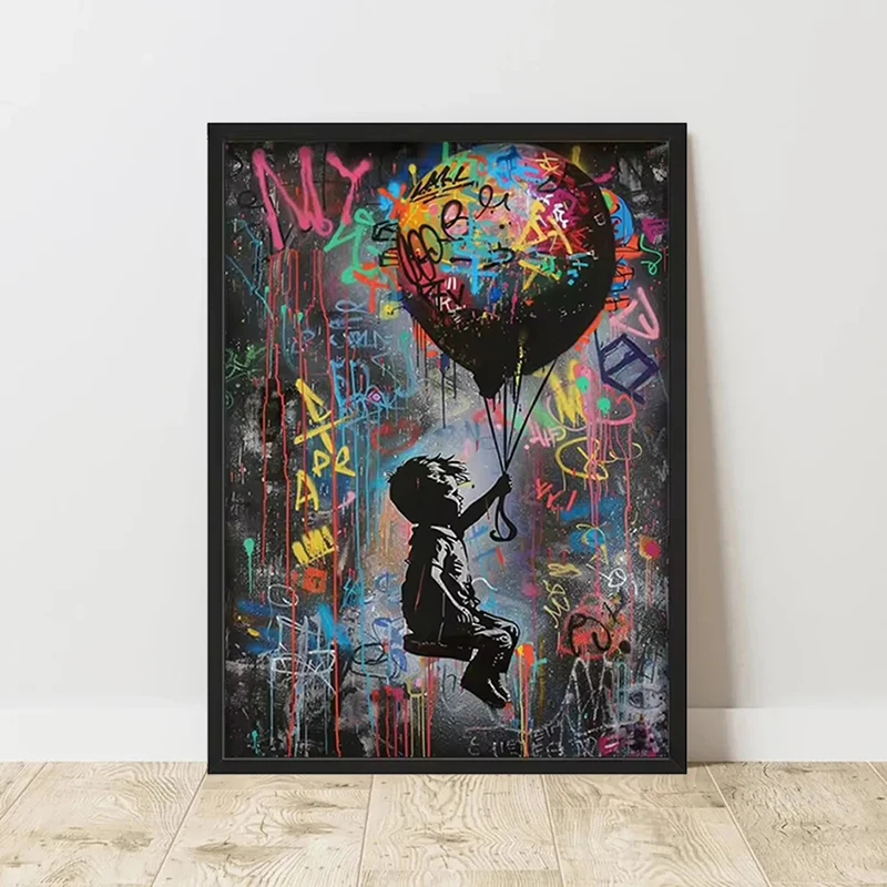 الكتابة على الجدران بانكسي ملصق فني بانكسي صورة سلسلة صورة مطبوعة قماش ملون لوحات جدارية جدار المنزل غرفة المعيشة الديكور #4
