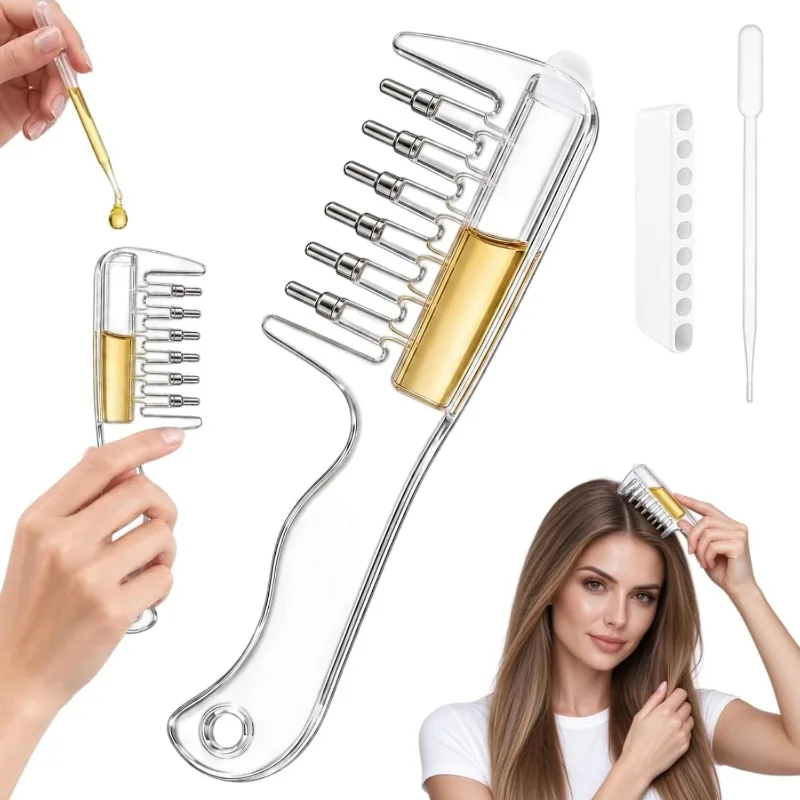 Hair Tools Scalp Oil Applicator Comb Anti-Loss Hair Growth Massage Comb Built-in Liquid Tank Roller Ball Teeth for Scalp Care