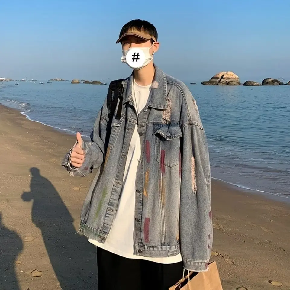 

Осень-зима, мужская куртка большого размера, простая верхняя одежда с длинным воротником све, модная молодежная модная повседневная одежда свободного покроя