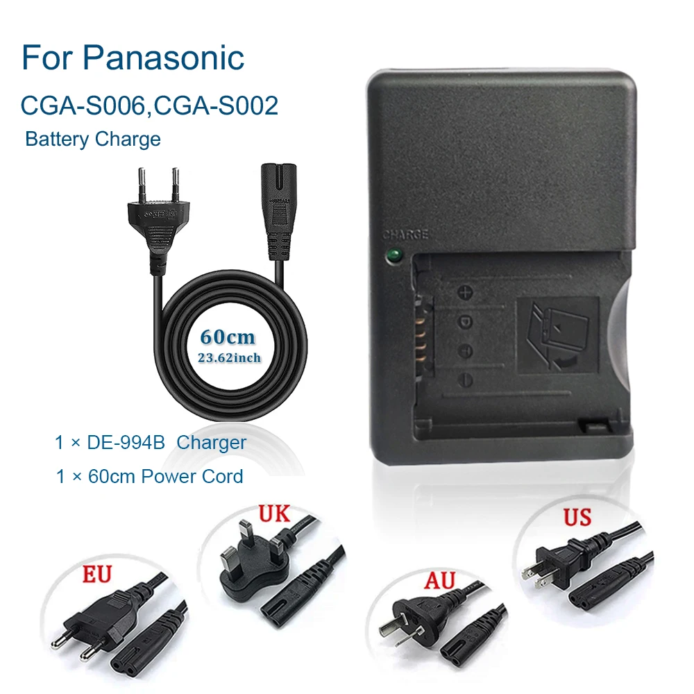 For Panasonic CGA-S006,CGA-S006E,DMW-BMA7 Battery DMC-FZ30,FZ50,FZ18,FZ7,FZ28,FZ38,FZ35,TZ37,FT5 Camera DE-994 DE994B Charger