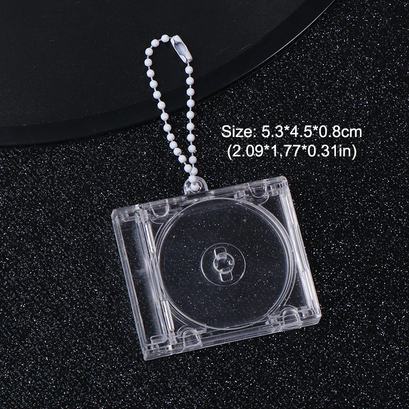 Peripheral Commemorative Blank Album Mini Record Case Keychain CD Player Shaped Key Pendant For DIY Backpack Hanging Decoration