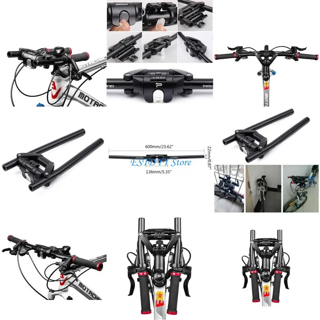 

G6DE Mountain Bike Folding Handlebar Foldable Crossbar Aluminum Alloy MTB Bar