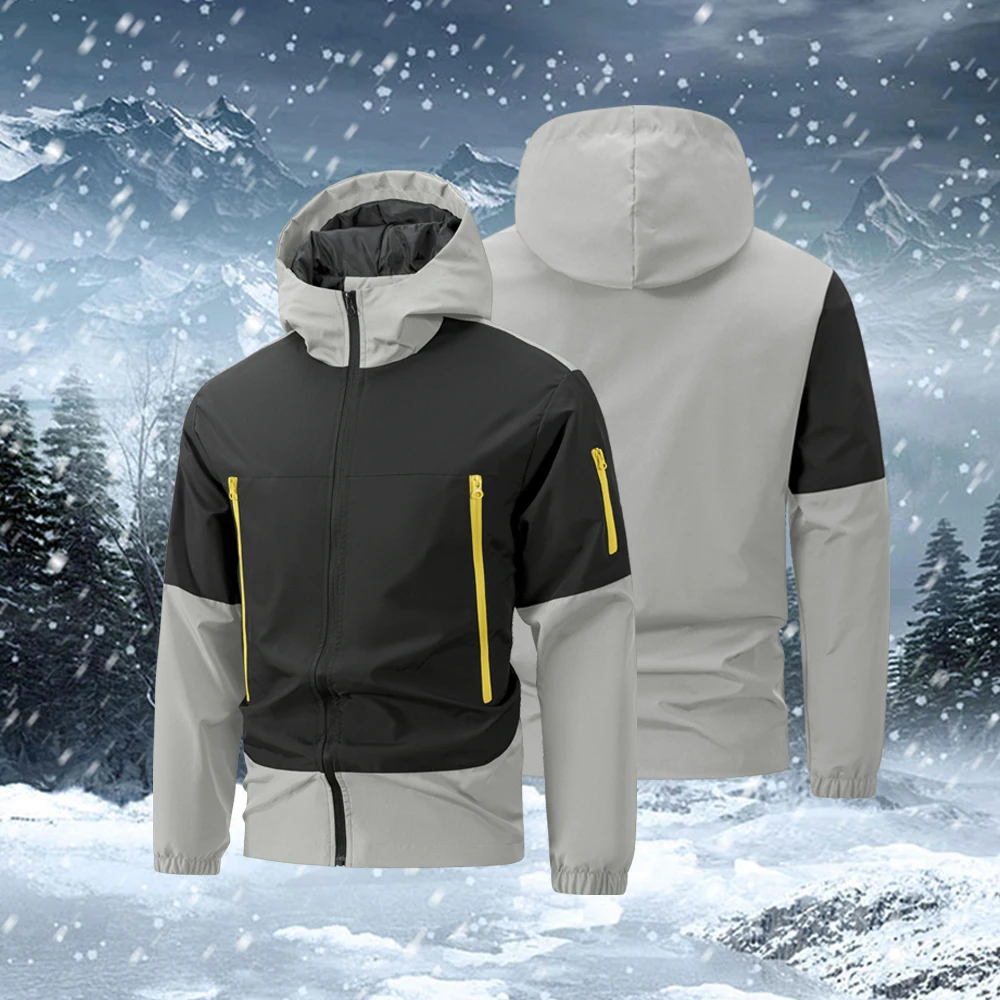 

Мужская ветрозащитная куртка с цветовыми блоками – легкий и теплый дождевик для активного отдыха, подходит для весны, осени и зимы