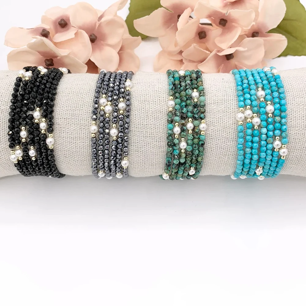 CCGOOD Boho Natural Stone Bracelet for Women Summer Beach Surf Shell Pearl Stackable Jewelry Gifts Pulseras
