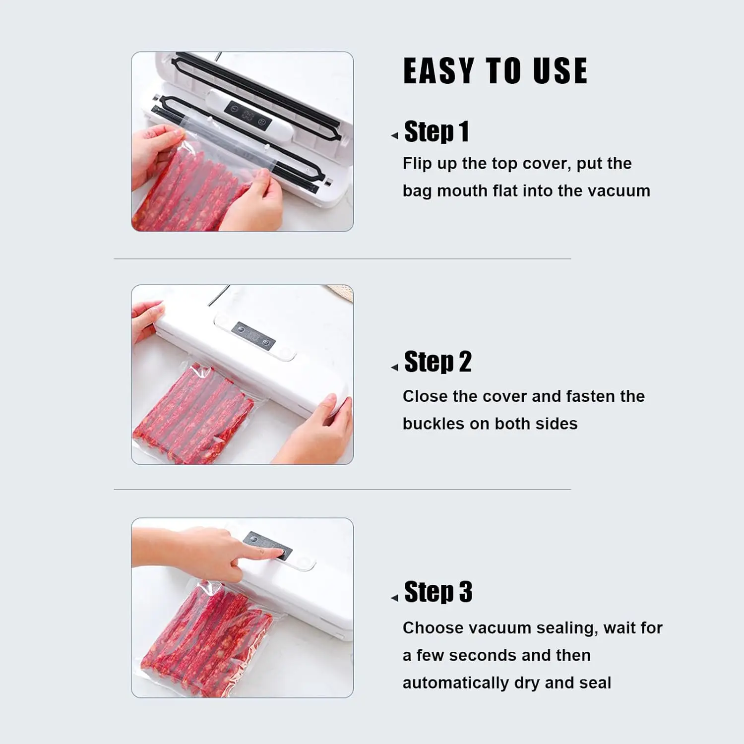 Vacuum Sealer Machine , Wet/Dry Automatic for Meat Saver & Preservation (White)