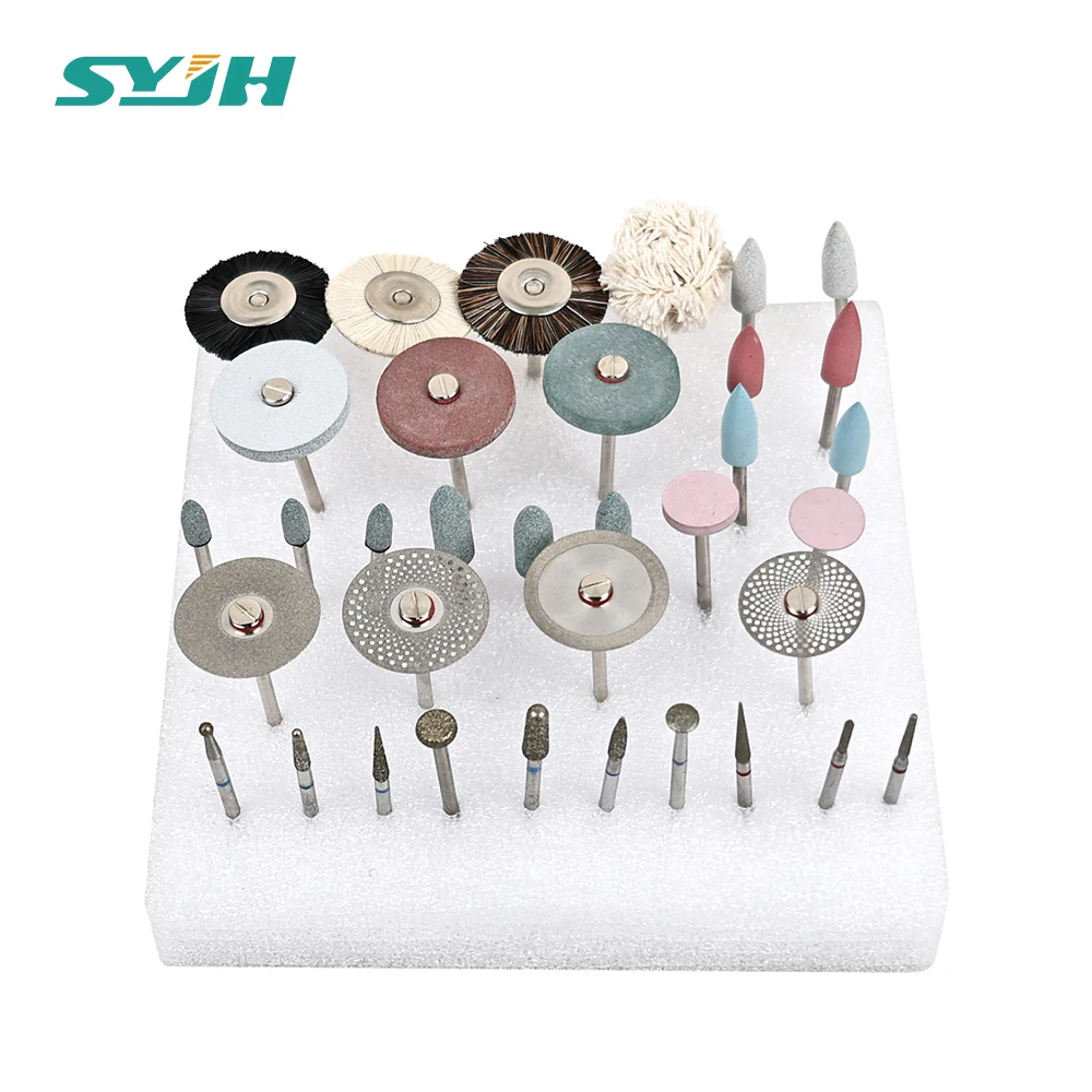 

35Pcs Dental Laboratory HP Polisher Set Ceramic Porcelain Grinding Diamond Burs Brush Material Grinding Clinic Lab Dentist Tools