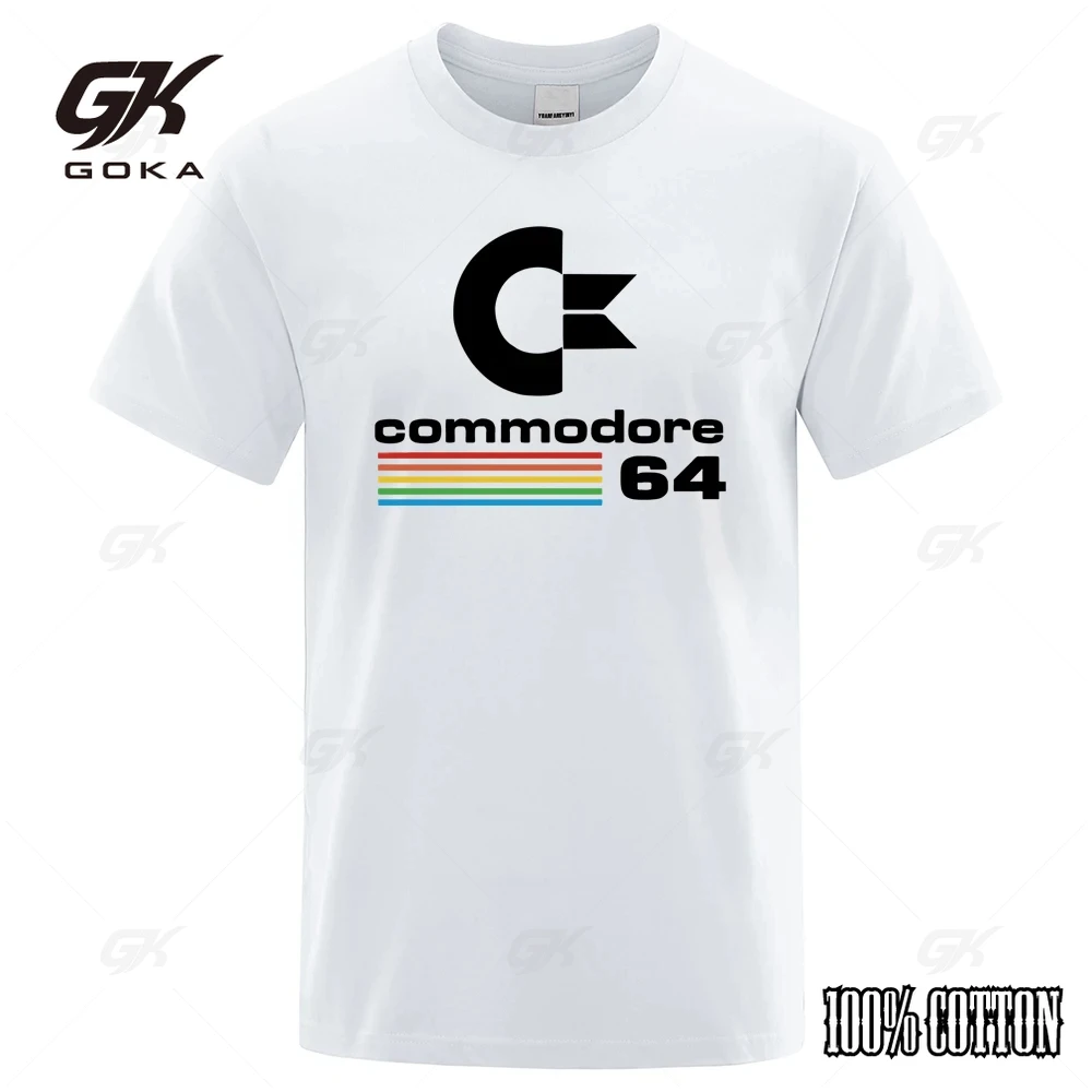 Loose Men T-shirts Summer Commodore 64 Print T Shirt C64 SID Amiga Retro Cool Design Street Short Sleeve Top Cute Tee Cotton