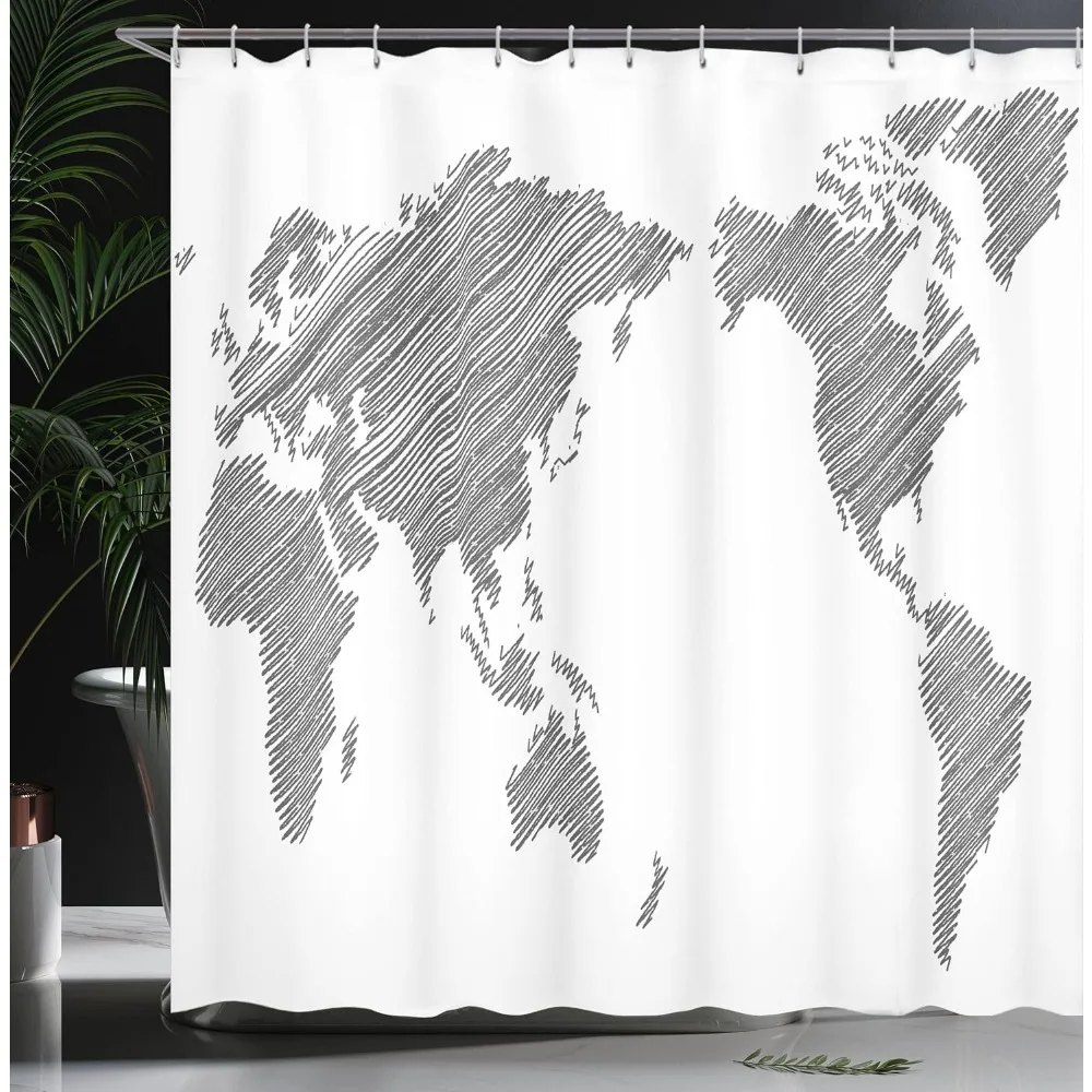 ستارة حمام لخريطة العالم من أمبيسون، كرافت قارات مخططة قابلة للرسم، جغرافيا، فن في جميع أنحاء العالم، حمام من نسيج القماش