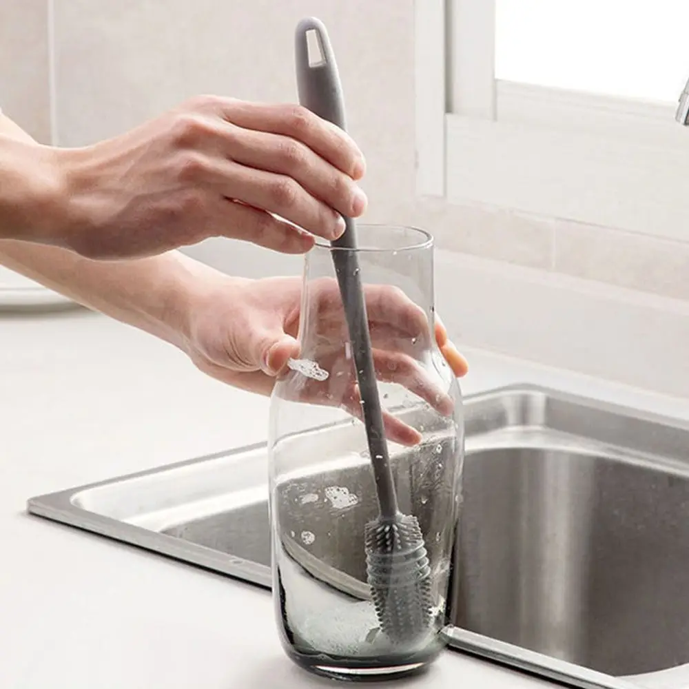 

Useful Long Handle Suspensible Scrubber Silicone Cleaning Brush Milk Bottle Brush Cup Scrubber Cleaning Tool Glass Cleaner