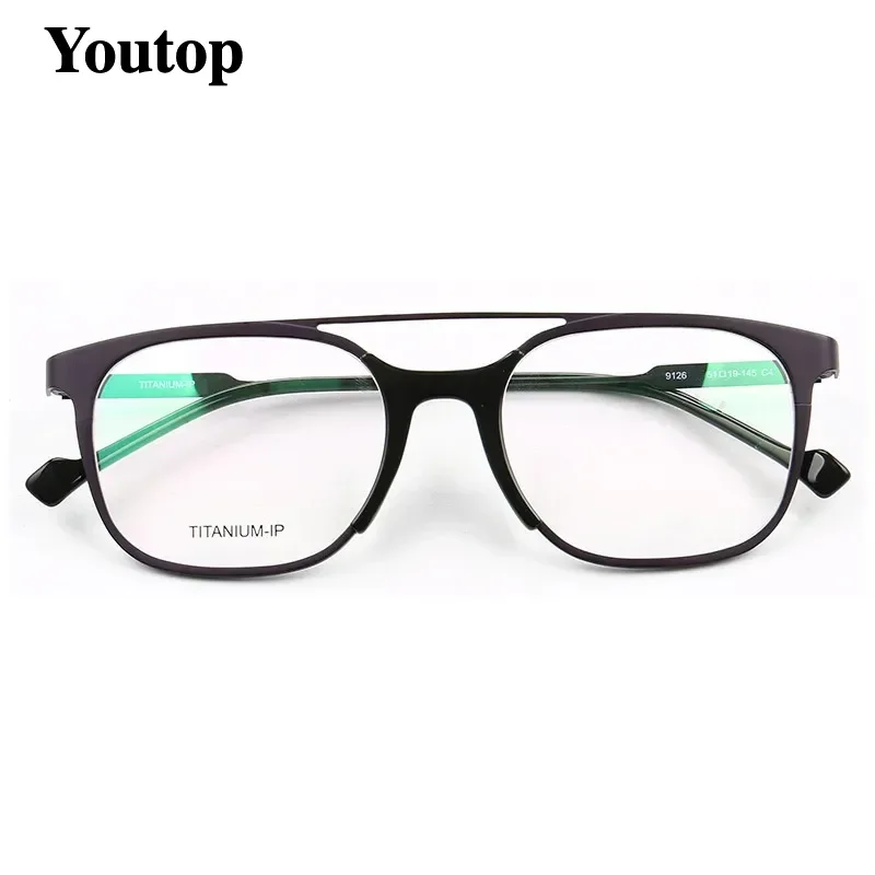 YOUTOP Full Rim Rectangular Double Bridge Lightweight Square Men's Optical Pure Titanium Frames Eye wear Prescription 9126