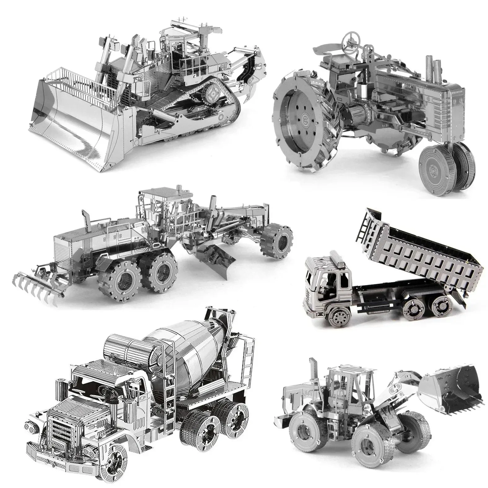 

New 3D Metal Puzzles Engineering Vehicle Mixer Turck Wheel Loader Motor Grader Excavator Assembly Model Puzzles Toys For Adult