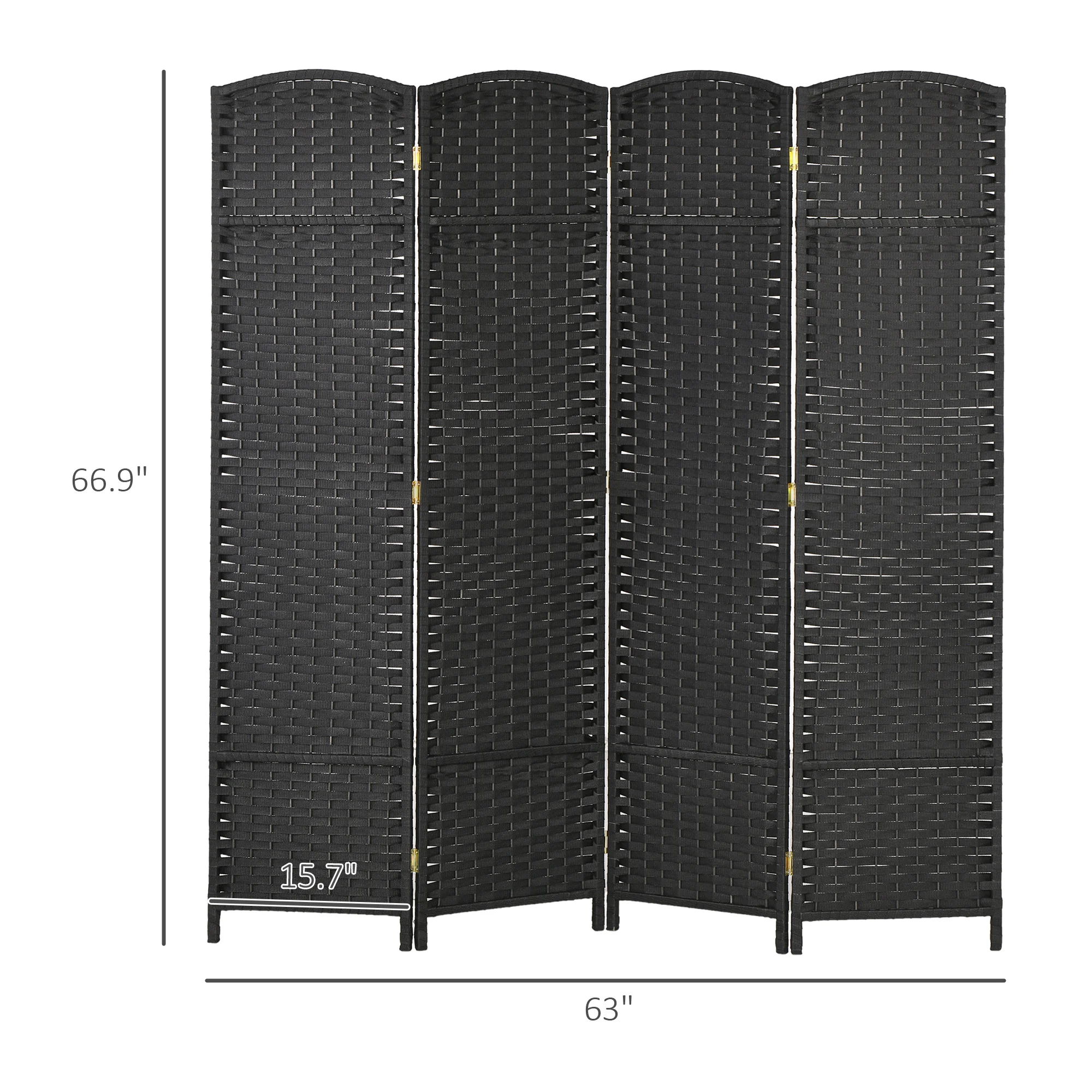 HOMCOM 4 Panel Room Divider Freestanding Folding Privacy Screen Black image 3
