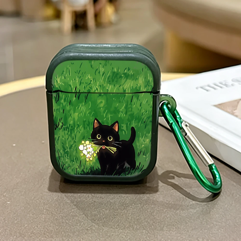 Kawaii Cartoon Black Cat Protective Case for Apple for AirPods Pro3/Pro2/Pro Earbuds Case For AirPods 4/3/2/1 Shockproof Cover