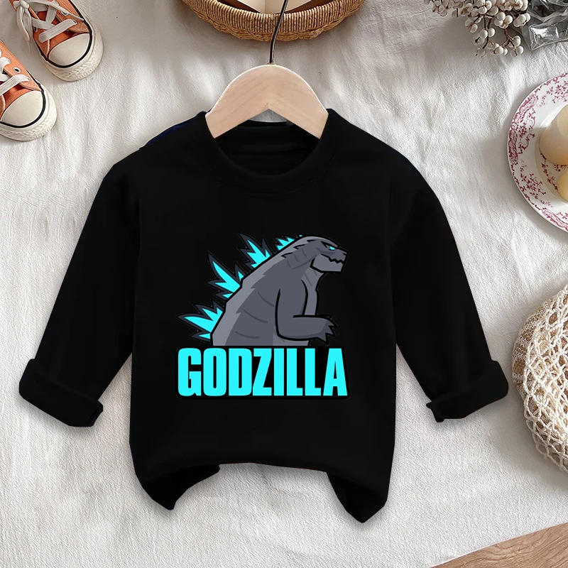 Godzillas T-shirt Fashion Long Sleeve Shirts Round Neck Outdoor Wear Cute Hip Hop Outfit Summer Sportwear Boys Birthday Clothes - view 3