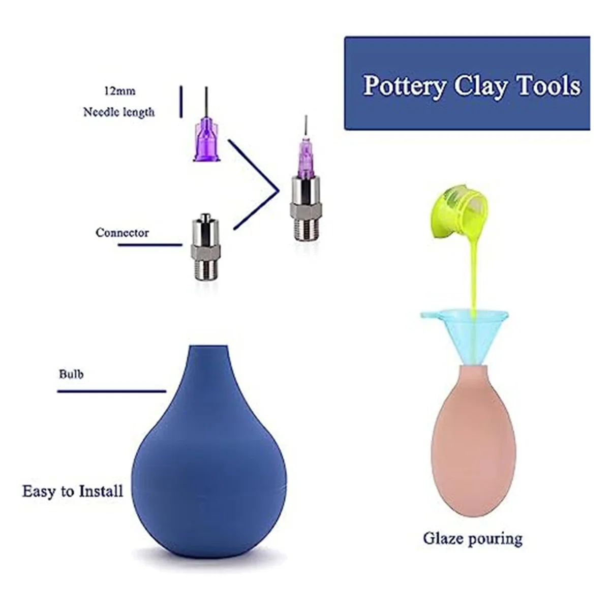 Ceramic Precision Tip Applicator Bottle for Pottery Glaze Sliding Tail Pottery Glaze Squeeze Bottle for Clay Supplies