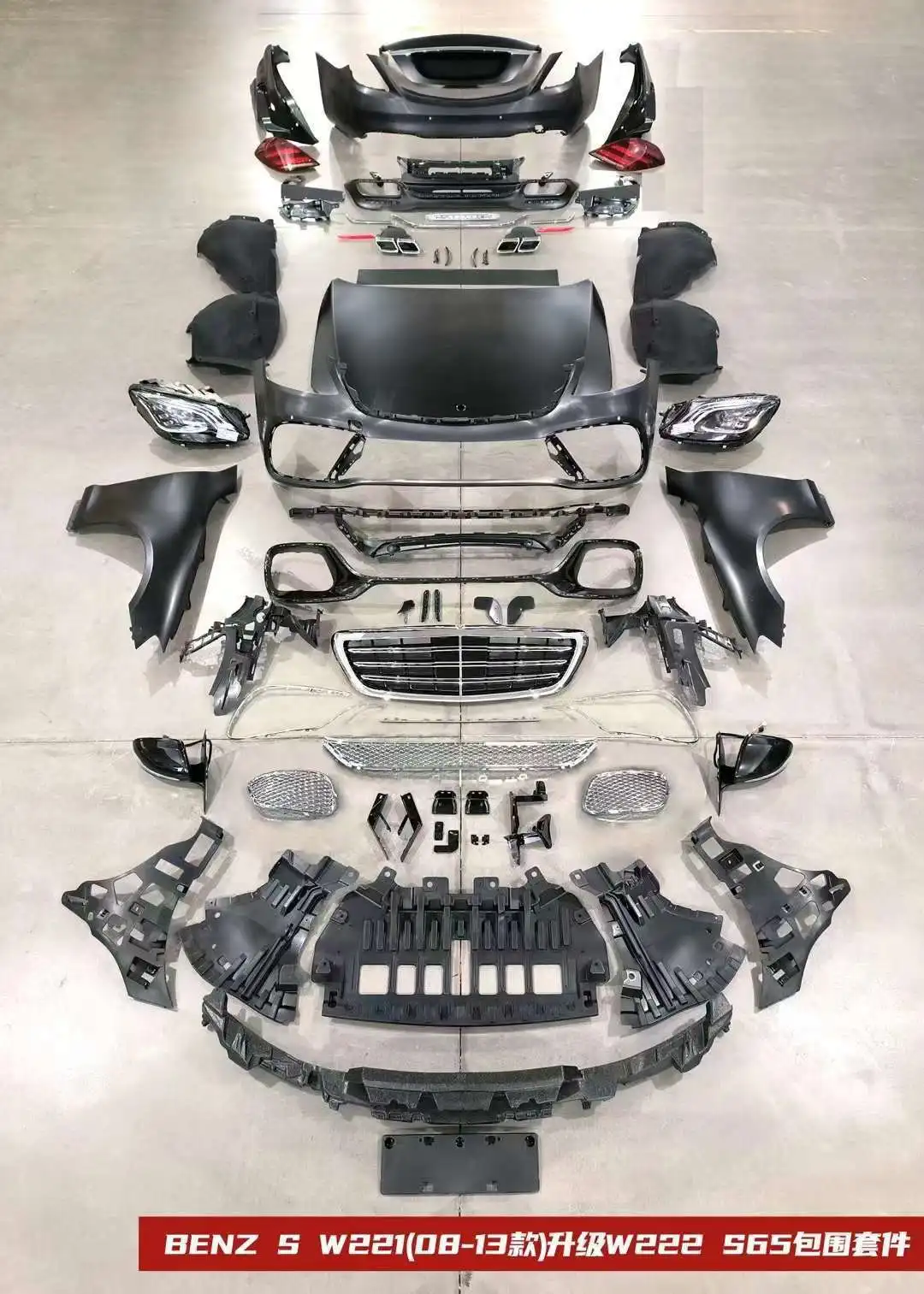 Zestaw karoserii do faceliftu, konwersja samochodu z klasy S W221 na model W222 typu S65