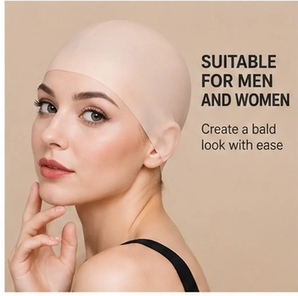 Latex Bald Size L Lifelike Bald Cosplay Headwear Prank Performance Props Halloween Funny Role Playing Accessories