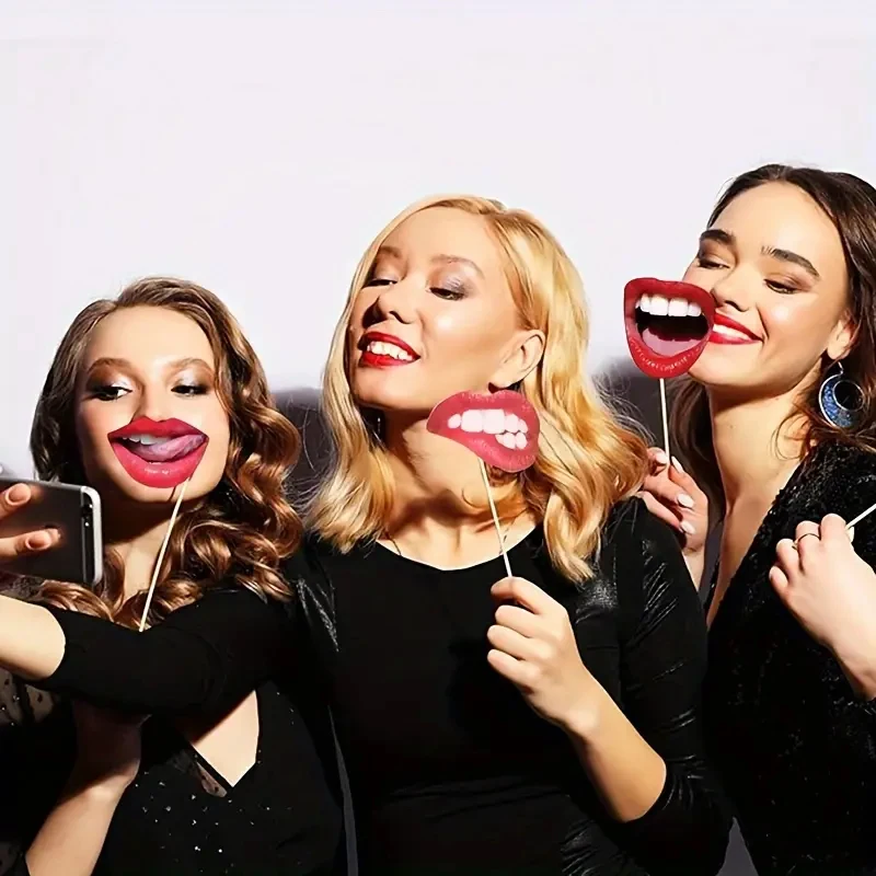 20 Stück lustige Lippen-Mund-Fotobooth-Requisiten, lustige Mund-Selfie-Requisiten, Party, Geburtstag, Hochzeit, Halloween, Partyzubehör, Dekoration – Detail 5