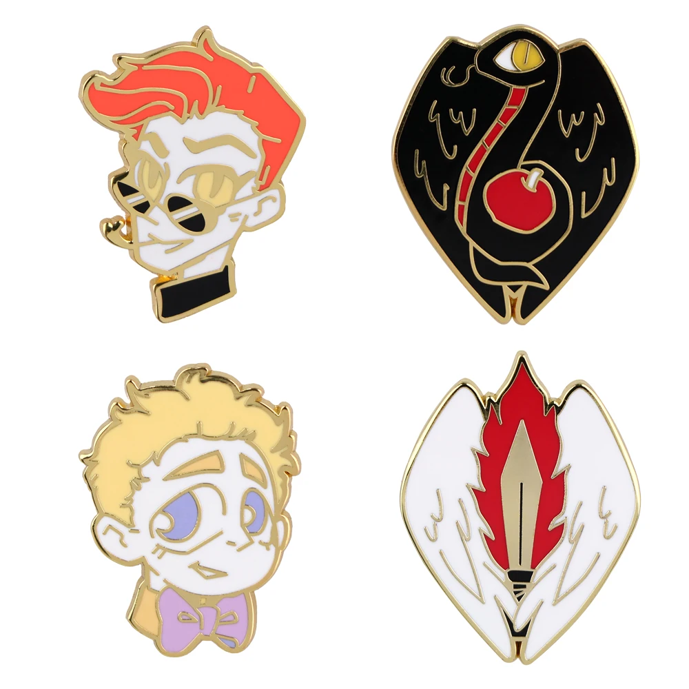 Fantasy TV Series Good Omens Hard Enamel Pin, Lapel Pins para Mochila Masculina, Badges, Broches para Roupas, Acessórios de Jóias, Presentes