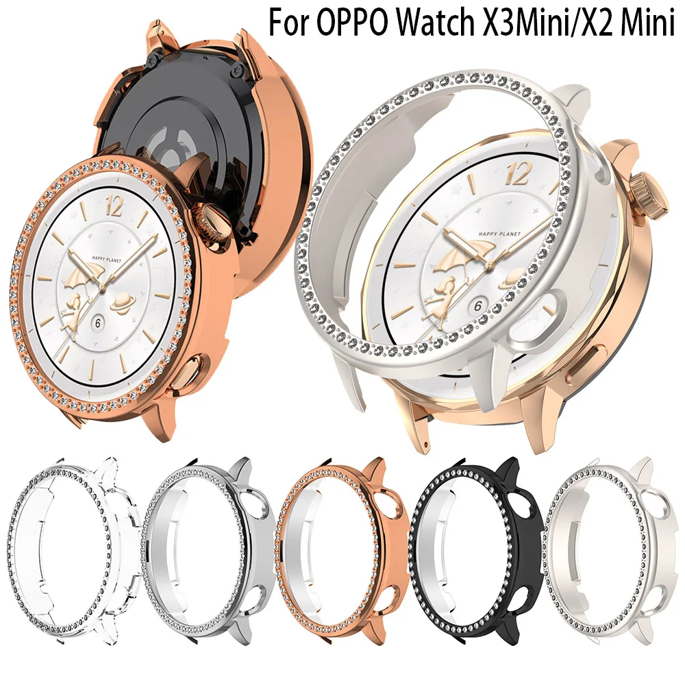 Bling PC Hollow Protector Case für OPPO Watch X3 Mini X2Mini Diamond Case für Oneplus Watch 4 43mm Hard Cover Schutzhülle