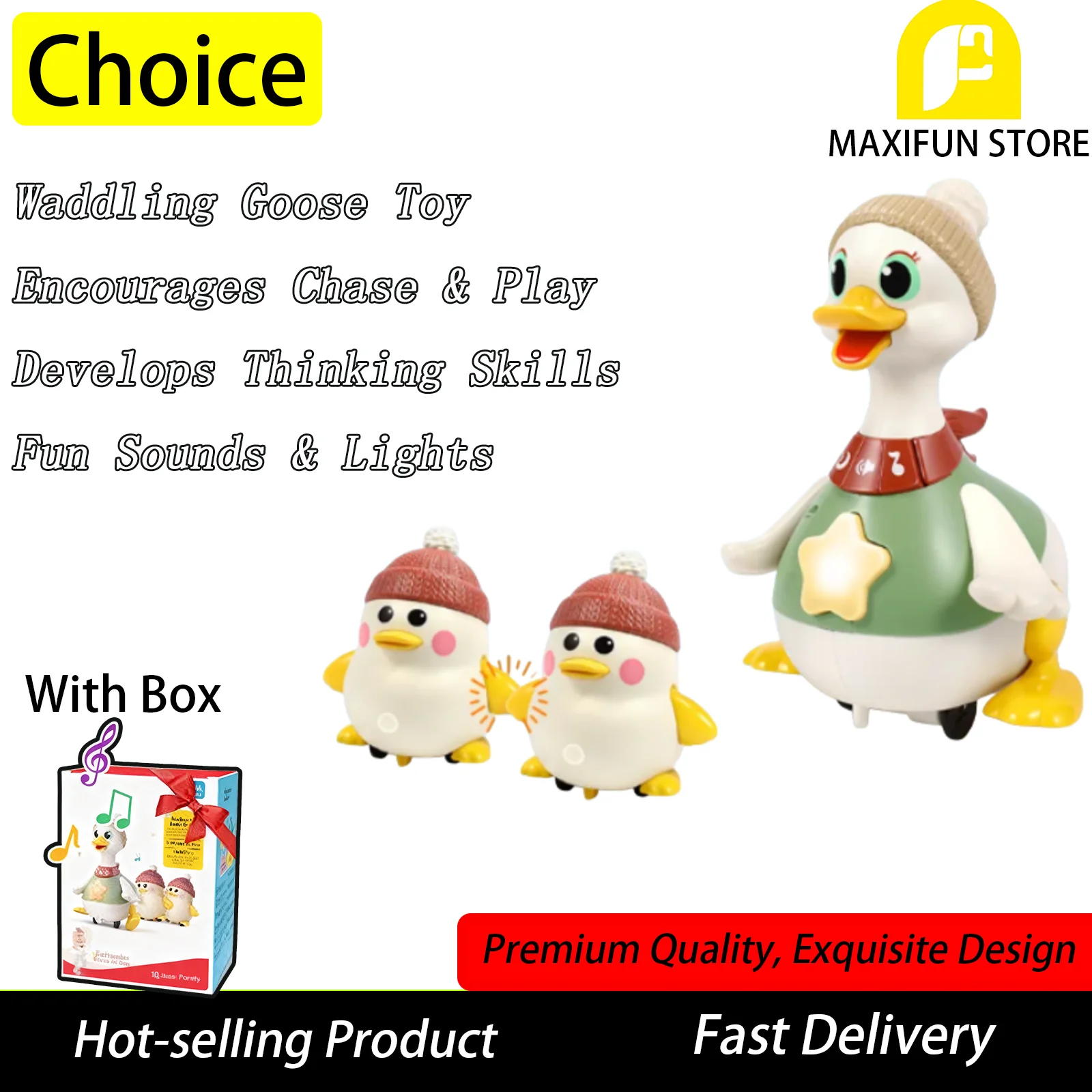 Infant Baby Toys Musical Crawling Duck Toy Early Education Toy Safe and non-toxic for Toddlers Boys Girls