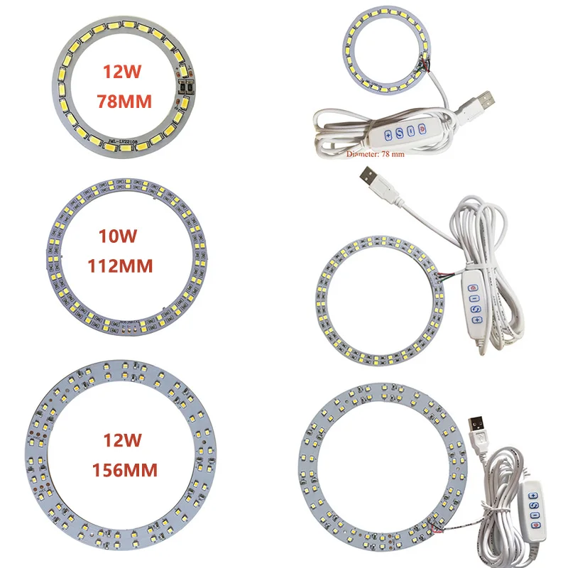 dimmable led chip com lampada de anel de cor dupla fonte de luz lampada led faca voce mesmo dc 5v smd 5730 10w 12w 01