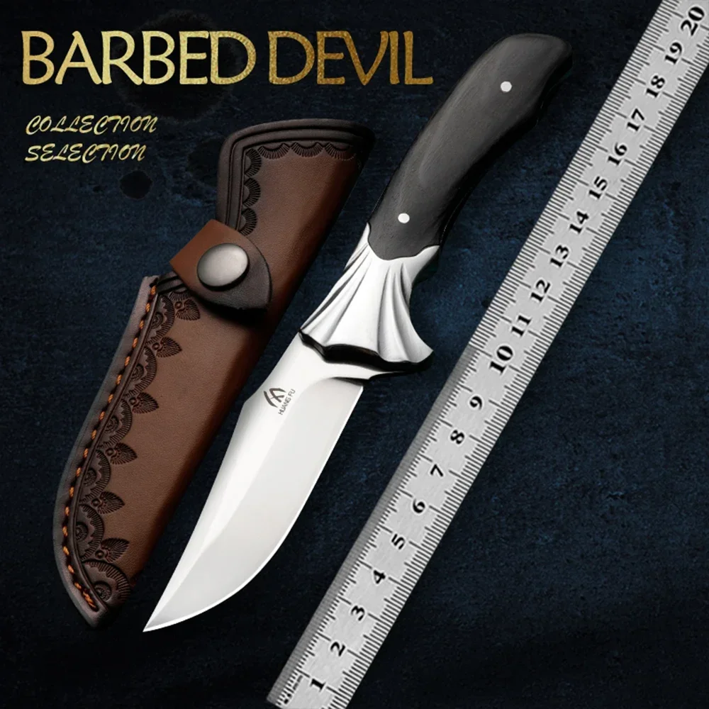 Cuchillo para exteriores HUANGFU M390 de acero en polvo, utilizado para caza, senderismo y aventura, supervivencia en la naturaleza, el mejor regalo para hombres