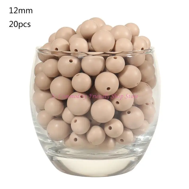 85AE 12mm Silicone Beads DIY Pacifier Clip 20pcs Safe Teether Round Baby Teething Beads